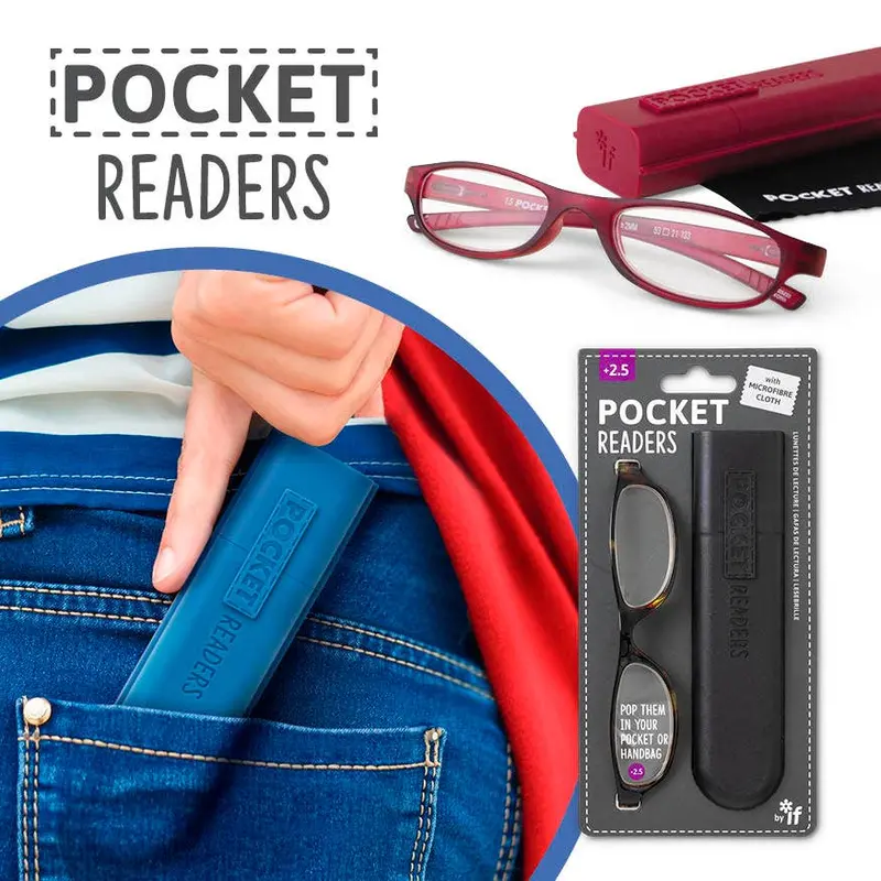 Pocket Readers: Lightweight Black Frame +2.0 Magnifying Glasses 1