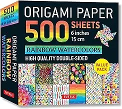 Rainbow Watercolor Origami Paper Pack: 500 Sheets 1
