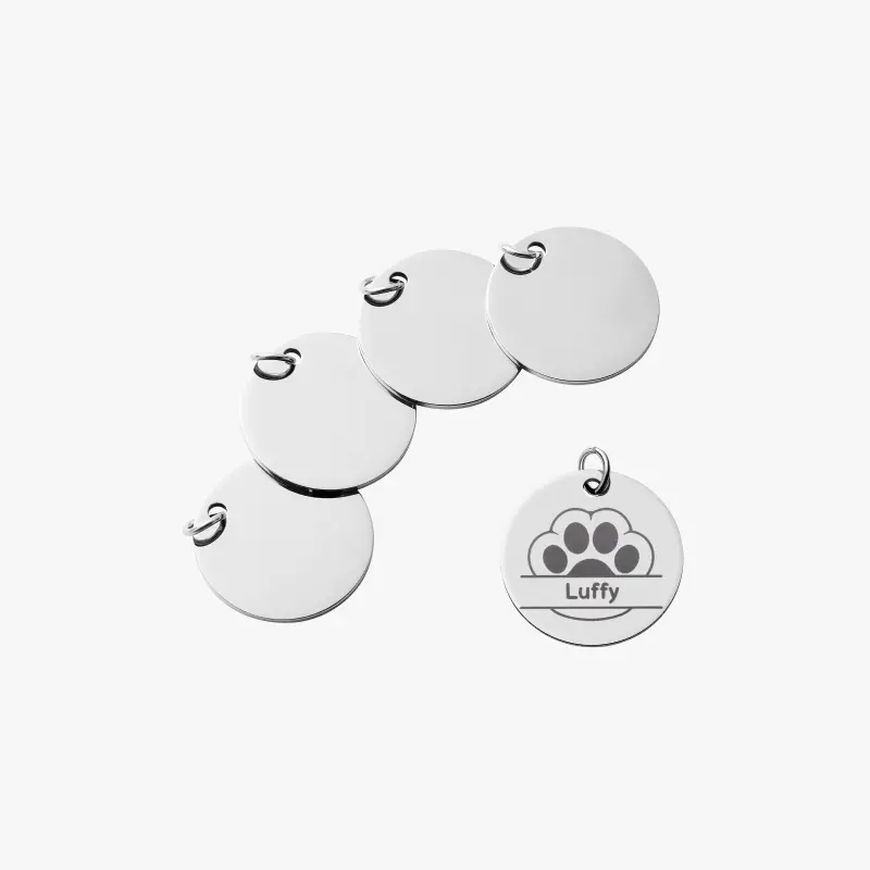 Round Stainless Steel Blank Tag – 5-Pack 1