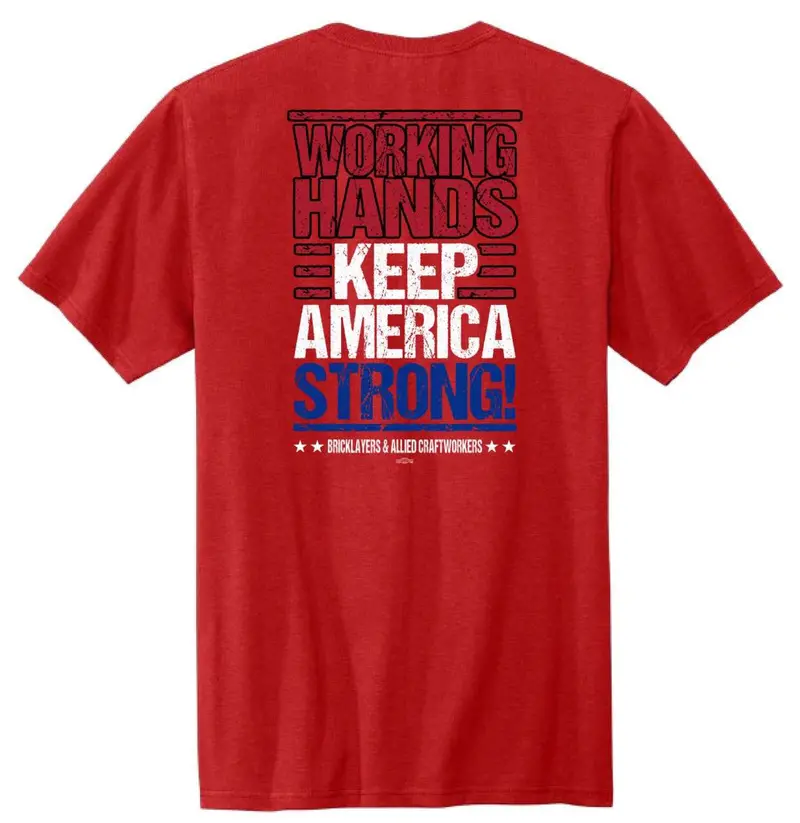 Rs1 – "Iubac Working Hands Keep America Strong" Red Cotton T-Shirt 1