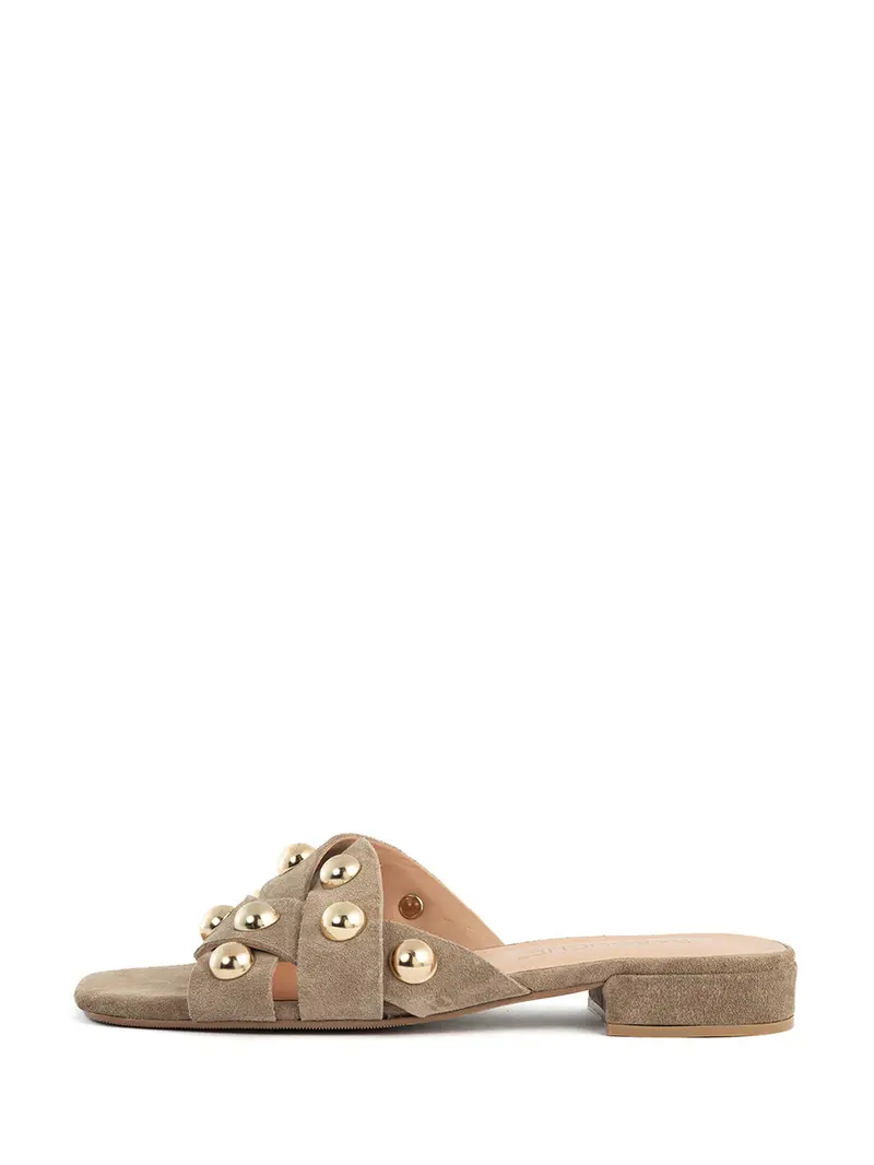 Sabien Leather Slipper In Warm Taupe 1