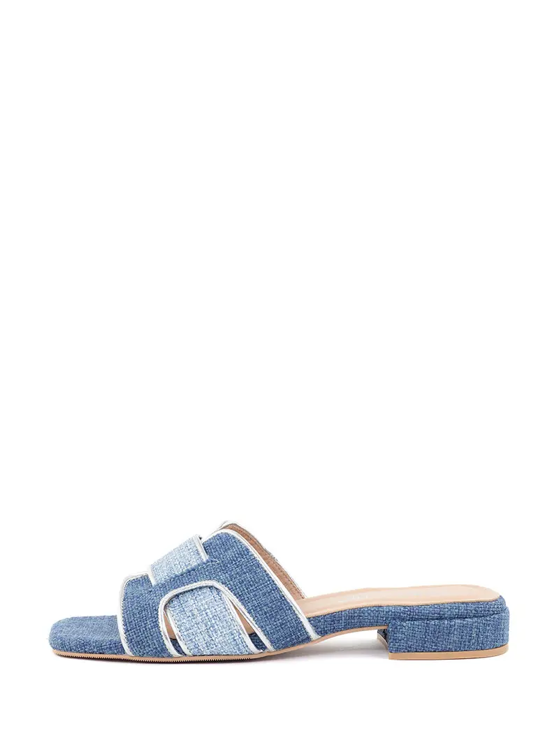 Sera Silver, Navy & Sky-Blue Slip-On Slippers 1