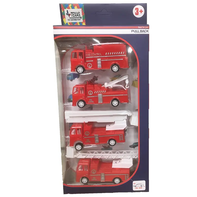 Set Of 4 Pull-Back Fire Rescue Vehicles – Retail-Ready Display Box 1