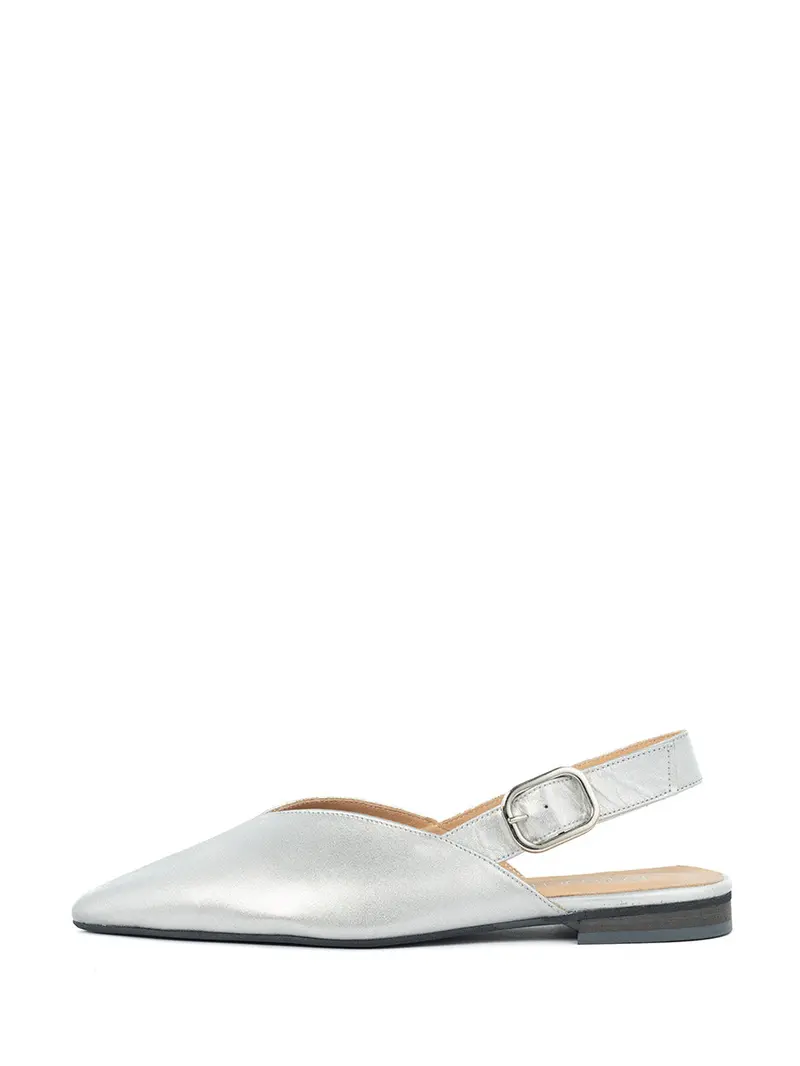 Sheri Metallic Silver Slingback Shoes 1