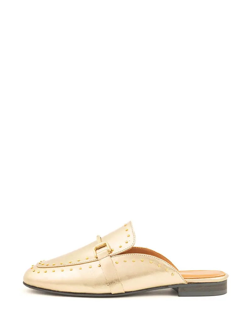 Silvia Gold Metallic Mule Shoes 1