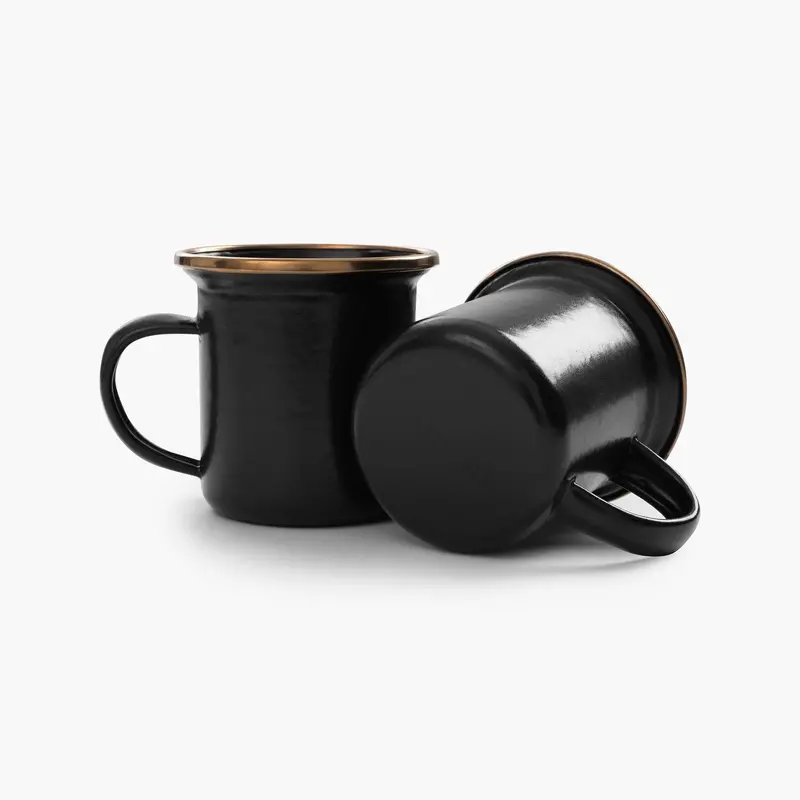 Vintage-Style Enamel Espresso Cups – Pair 1