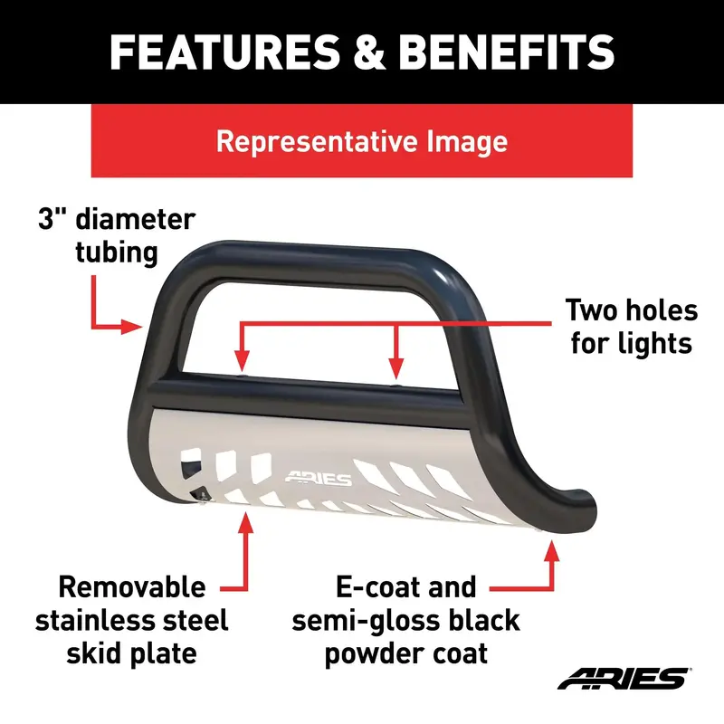 Aries B35-2006 3-Inch Black Steel Bull Bar – No-Drill Installation For Select Toyota 4Runner Models 1