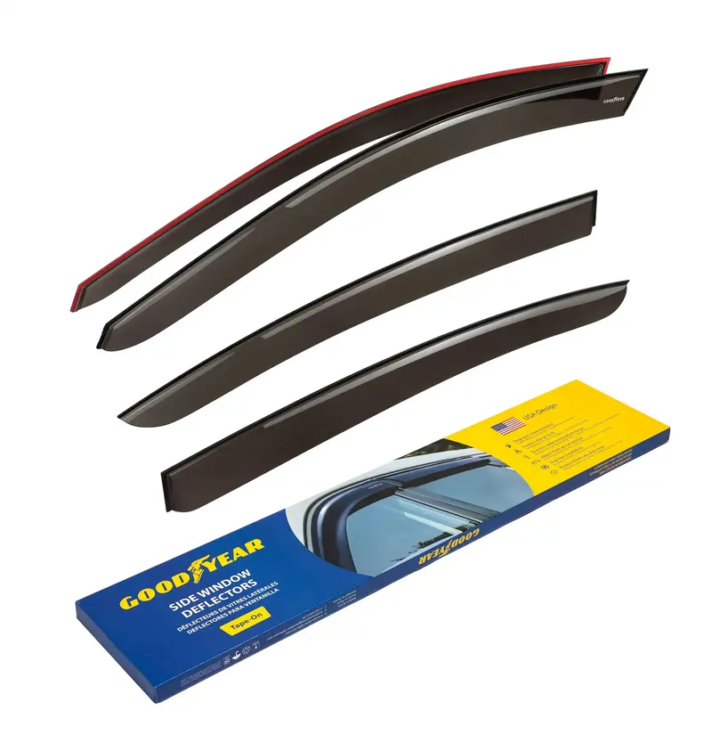 Goodyear Gy003163 Tape-On Side Window Deflectors – 4-Piece Wind & Rain Guard Set 1