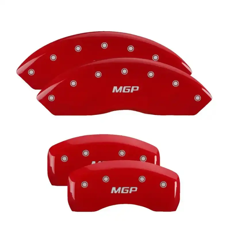 Mgp 4-Piston Caliper Covers – Engraved Front & Rear Set With Vtech Red Finish And Silver Chrome Accents 1