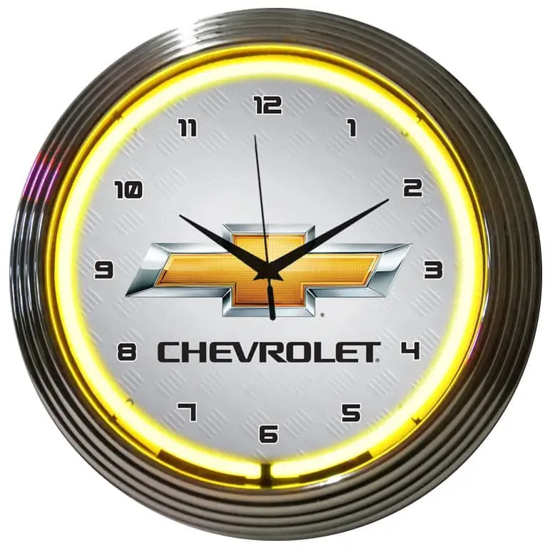 Neonetics Chevrolet Yellow Neon Wall Clock – 8-Inch Vintage-Style Display 1